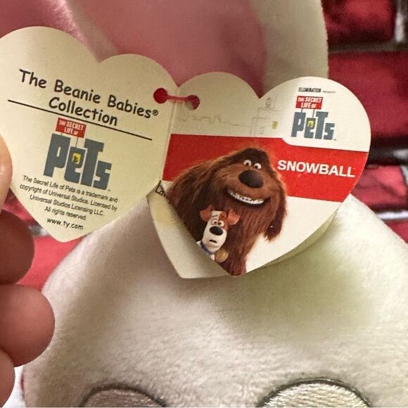 Ty Beanie Babies Snow Ball Rabbit “ The Secret Life Of Pets plush Toy - Picture 3 of 7